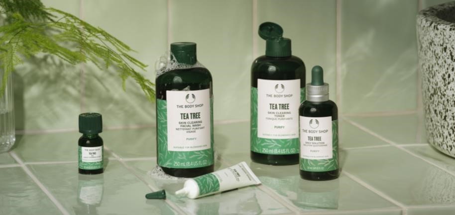 The Body Shop’s Tea Tree Range Set includes Facial Wash, Toner, and Tea Tree Oil